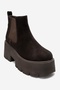 Clen Brown Suede Genuine Leather Elastic Women's Thick Soled Boots - 5