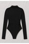Polo Collar Embroidered Long Sleeve Bodysuit Blouse - 4