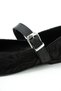 Black Women's Genuine Leather Snake Patterned Buckle Mary Jane Ballerina Shoes - 3