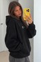 Women's Oversize Hoodie Legend of Türkiye Printed Black – Hooded, Kangaroo Pocket, 3-Strand Threaded Fleece - 4
