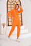 Orange Two-Strand Long Oversize Hooded Sweatshirt with Pockets - 3