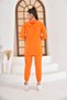 Orange Two-Strand Long Oversize Hooded Sweatshirt with Pockets - 4