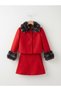 Girl's Cashmere Jacket and Skirt Set with Fur Detail on Collar and Sleeves, 2-Piece Set - 5