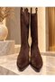 Women's Bitter Brown Suede Western Heeled Cowboy Boots - 4