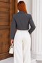 Women's Gray Striped Single Button Crop Blazer Jacket Nj197 - 4