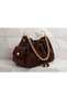 Drawstring Suede Model Women's Hand and Shoulder Bag with Chain Strap and Pockets - 2
