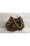 Drawstring Suede Model Women's Hand and Shoulder Bag with Chain Strap and Pockets - 2