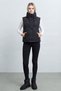 Women's Two-Piece Set Stand-Up Collar Zippered Puffer Vest and High Waist Gathering Leggings Set