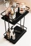 2-Tier Mdf Surfaces Metal Makeup Organizer Perfume Cosmetic and Jewelry Organizer Black Stand Makeup and Jewelry Organizer. - 4