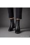 Women's Black Patent Leather Blunt Toe Stretch Heeled Boots - 3