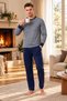 Men's Jacquard Cotton Striped Long Sleeve Pajama Set - 4