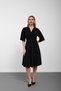 Black V-Neck Front Knotted Short Sleeve Glittery Stone Midi Dress