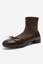 Vista Brown Knitted Ankle Bow Women's Boots - 8