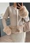 Brand Model Sleeve and Waist Detail Fur Cardigan - 3