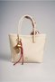 Women's Leather Look Mini Hand and Shoulder Bag with Scarf and Charm Accessories Stylish Crossbody Bag Beige 18046