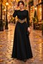 V Detail - Women's Geometric Waist Detailed Diver Full Length Dress