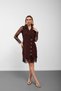 Brown Double-Breasted Lace Sleeve Jacket Dress - 3