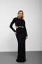 Black Low-Back Long Dress with Waist Buckle