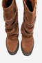 Caldy Tan Suede Genuine Leather Buckle Women's Biker Boots - 4