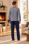 Men's Jacquard Cotton Striped Long Sleeve Pajama Set - 5