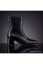 Women's Black Patent Leather Blunt Toe Stretch Heeled Boots - 2
