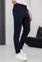 Men's Navy Blue Striped Fabric Trousers Slim Fit Narrow Leg Classic - 3