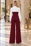 Trikoton Garnished Belted Crepe Trouser Suit Burgundy - 2
