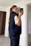 Pocket Detailed Buttoned Vest-Navy Blue Dark Blue - 4