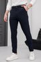 Men's Navy Blue Striped Fabric Trousers Slim Fit Narrow Leg Classic - 5