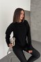 Women's Black Knitted Crew Neck Oversize Long Sleeve Knitwear Sweater (Length 70 cm) - 7