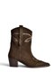 Z654079061 Brown Genuine Leather Suede Cowboy Model Low Heel Boots - 7