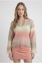 Women's premium color gradient tassel detail v-neck knit sweater - 2