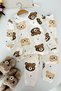 Teddy Bear Printed Cotton Unisex Children's Pajama Set - Brown