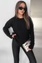Women's Black Knitted Crew Neck Oversize Long Sleeve Knitwear Sweater (Length 70 cm) - 3