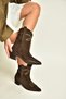 Z654079061 Brown Genuine Leather Suede Cowboy Model Low Heel Boots - 4
