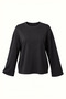 Wide Sleeve Black Cotton Basic Tshirt - 4