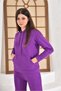 Purple Two-Yarn Oversized Hooded Sweatshirt with Pockets