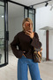 Wide Sleeve Brown Cotton Basic Tshirt - 3