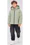 Boys/Girls Nova Fabric Inflatable Coat with Removable Hood, Plush Lining Inside, Zipper Pocket, Light Green Color