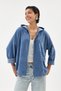 Women's Blue Italian Hooded Zippered Oversize Velvet Jacket Size 38 - 44 - 4