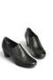 Z324942003 Black Genuine Leather Thick Heeled Women's Shoes - 5