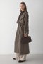 Women's Cinnamon Double-Breasted Collar Belted Long Trench Coat - 4