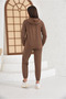 Brown Two-Strand Oversized Hooded Sweatshirt with Pockets - 4