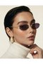 Jade Metal Oval Round Gold Frameless Uv400 Protected Sunglasses with Case and Cleaning Cloth as a Gift