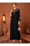 Black Floral-Beaded Tulle Evening Gown - 3