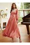 Coral Pink Embellished Tie-Waist Gown - 5