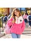 Girl's Pink Ecru Kuromi Printed Plush Cardigan with Hood and Zipper, Kangaroo Pocket, Ages 8-13 - 3