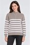 High neck half zippered striped thessaloniki knitwear sweater - beige - 2