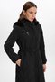 Fur Detailed Hooded Long Inflatable Coat Black 12765 - 3