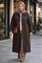Plus Size Quilted Patterned Long Coat with Piping